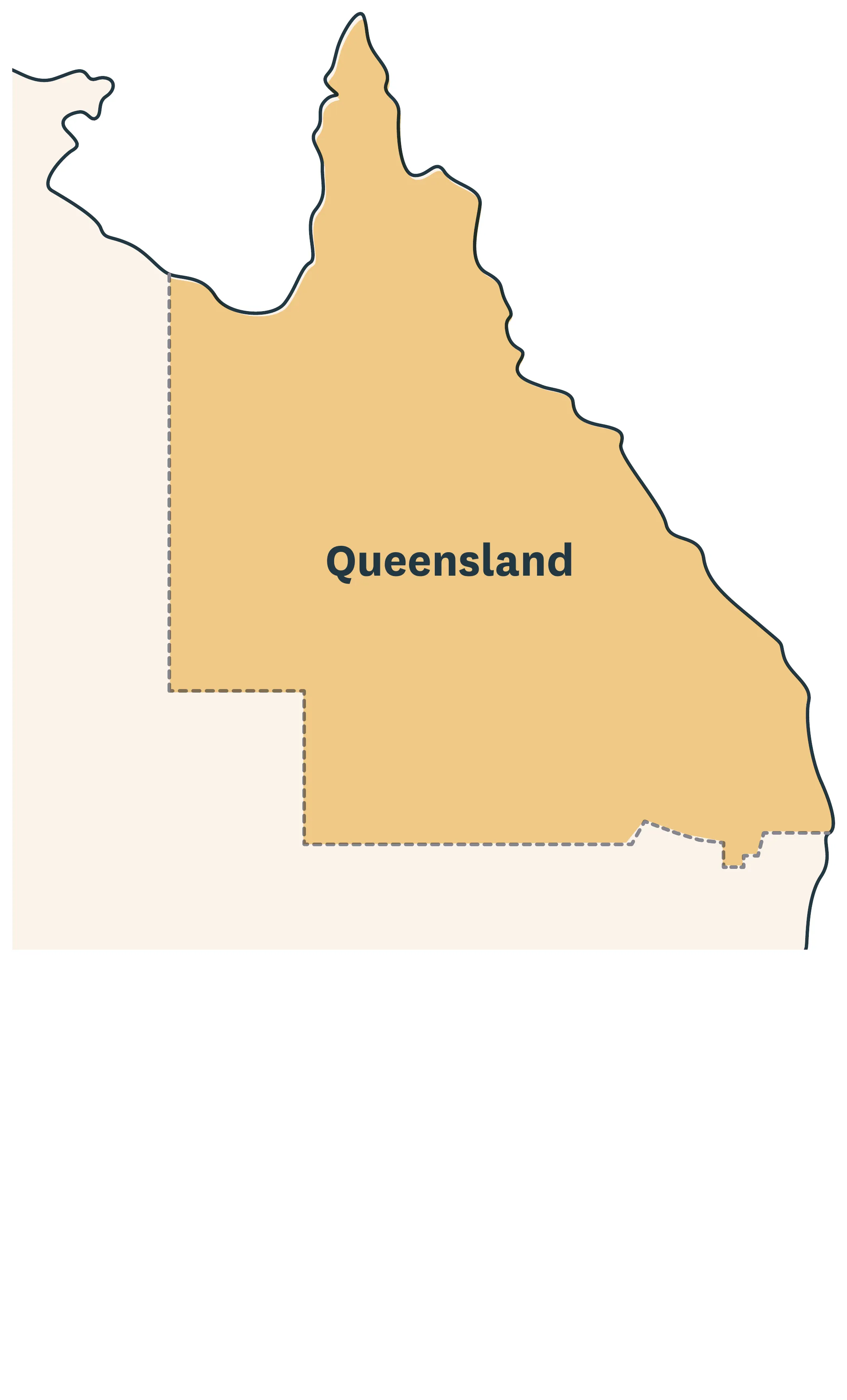 Map of Australia highlighting Queensland