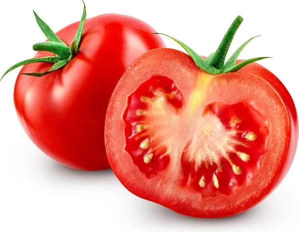 Fresh tomatoes with one cut open