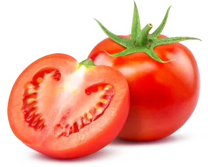 Vine tomatoes with one cut open
